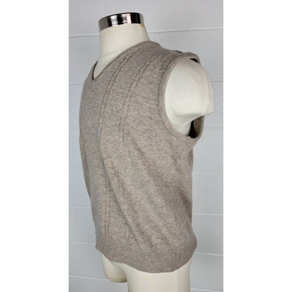 Vintage Winona Knits Lambs Wool Light Brown Cable Knit Sweater Vest USA XL - Picture 5 of 7
